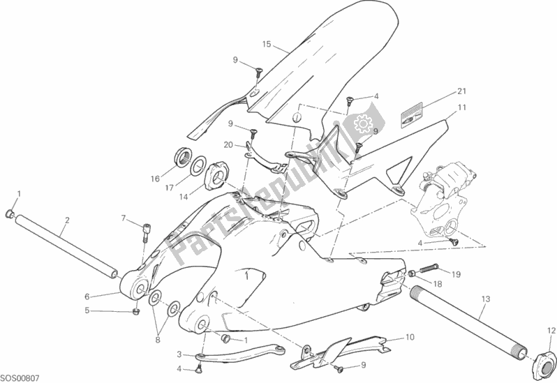 All parts for the Swing Arm of the Ducati Multistrada 1200 Enduro Touring 2017